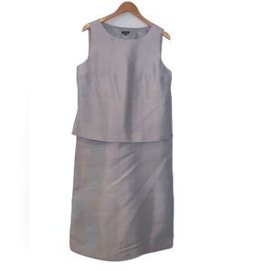 Talbots Special Occasion Silver Silk/Wool  Maxi Skirt/Pant  Set Size 12